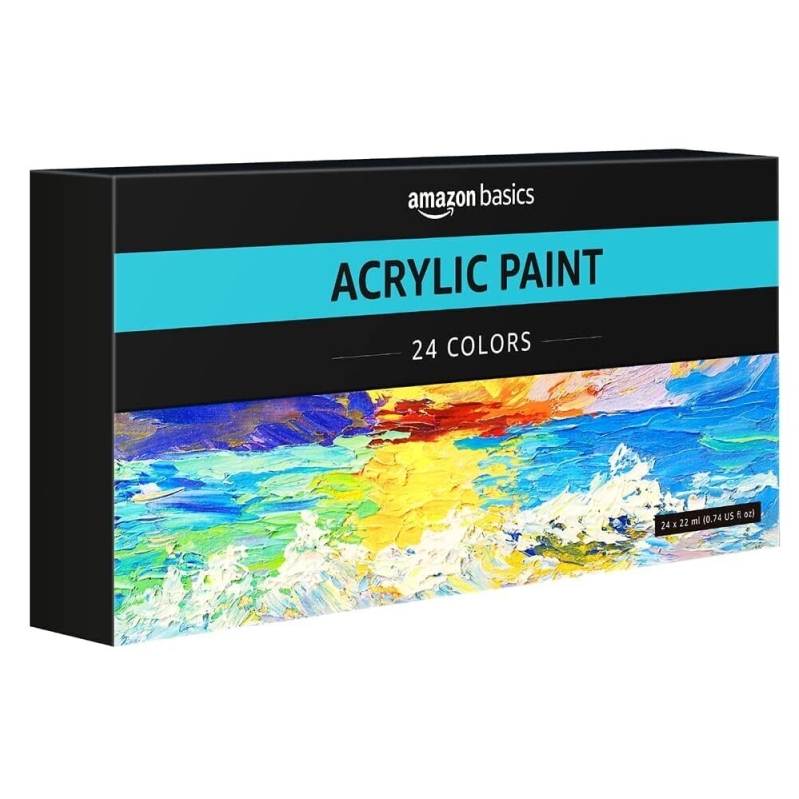 Amazon Basics Acrylic Paint Set - 24 Classic Colors