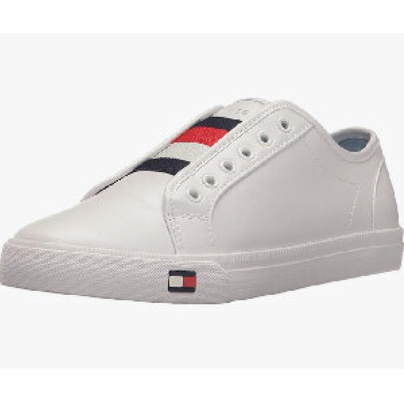 Tommy Hilfiger Women's One-Step Sneaker - White with Red, White, and Blue Stripes