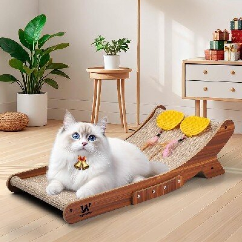 Three-in-One Solid Wood Sisal Cat Scratching Bed