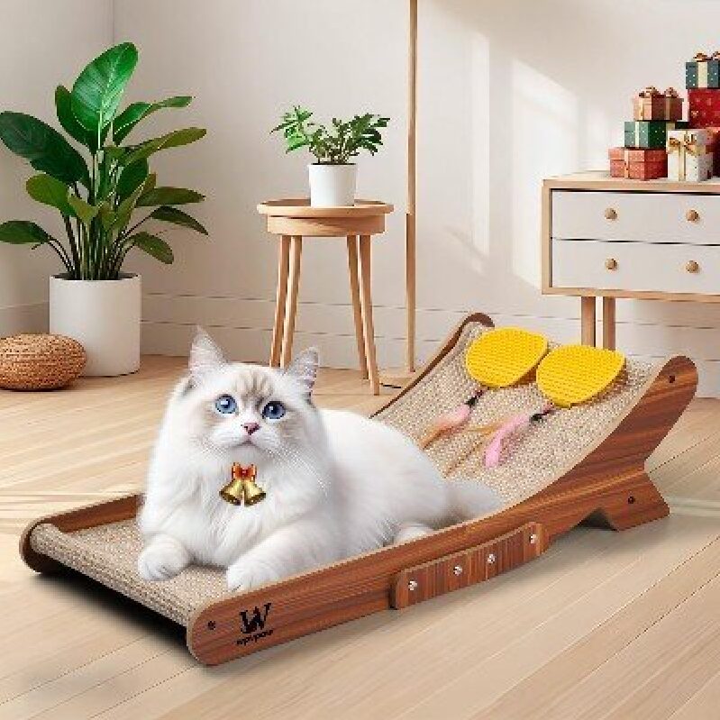 Three-in-One Solid Wood Sisal Cat Scratching Bed
