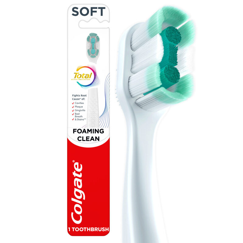 Colgate Total Active Prevention Foaming Clean Soft Toothbrush - High-Efficiency Oral Care