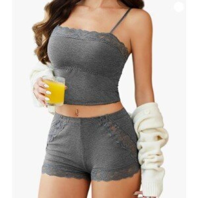 Elegant Lace Strappy Camisole and Shorts Set - Comfort Meets Style