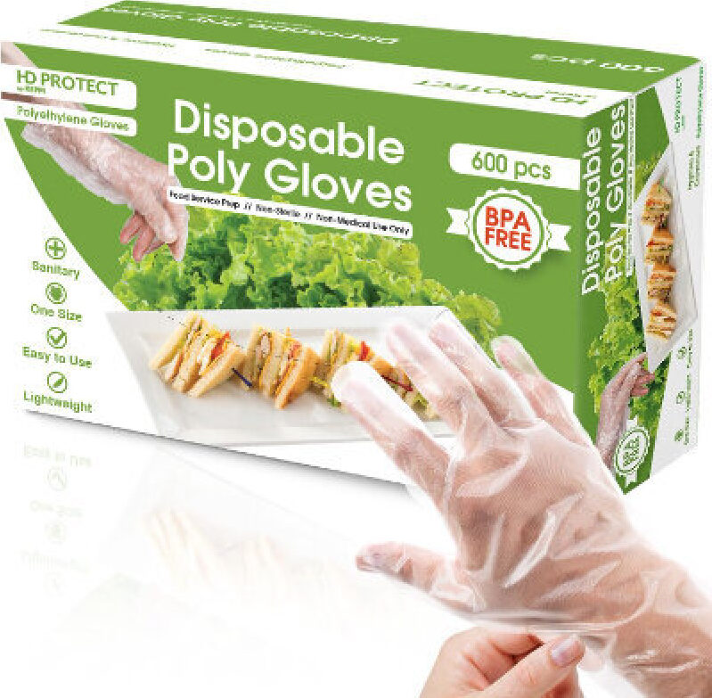 Keppi Disposable Poly Gloves: 600 Count Pack for Food Service
