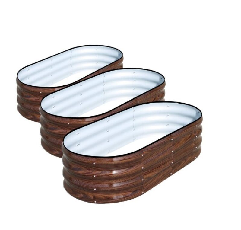 Affordable 3-Piece Galvanized Raised Garden Bed Set by Snugniture