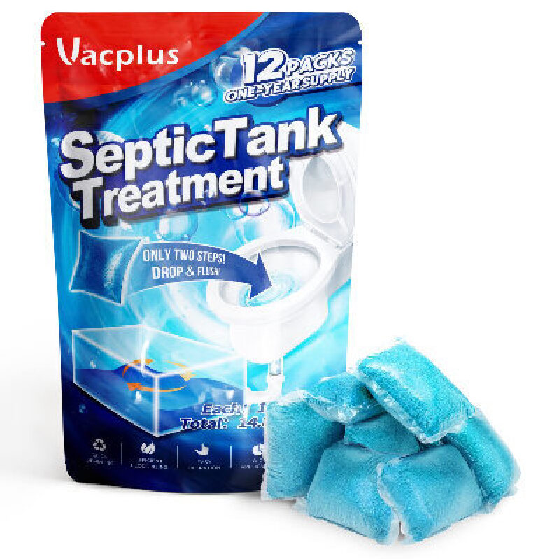 Vacplus Septic Tank Treatment, 12-Pack - One Year Supply