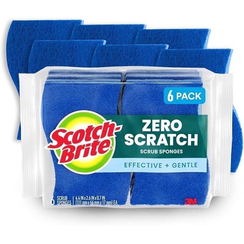 12-Pack Scotch-Brite Zero Scratch Scrub Sponges - Non-Scratch Cleaning Solution
