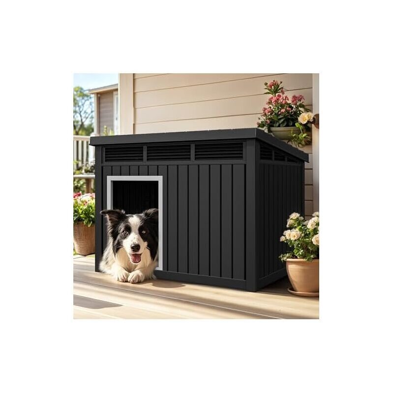 YITAHOME Plastic Dog House with Lift-Up Sloping Roof