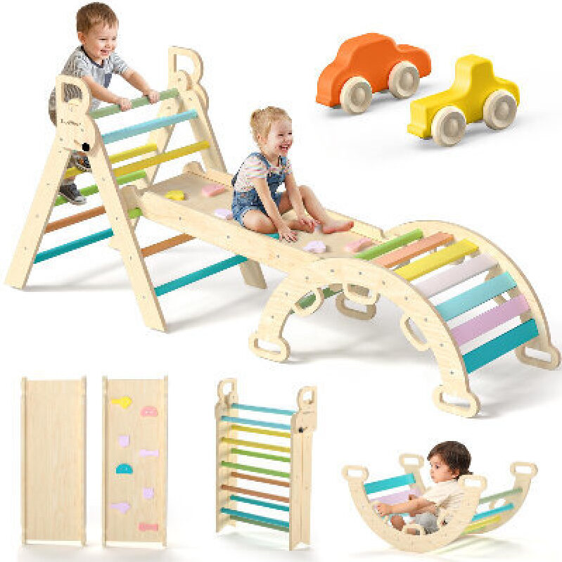 7-in-1 Foldable Wooden Baby Climbing Frame Set