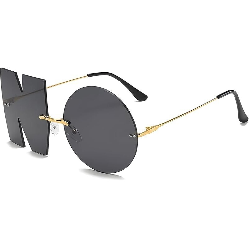WINTOO Trendy Rimless Black Meta Sunglasses - Bold and Stylish