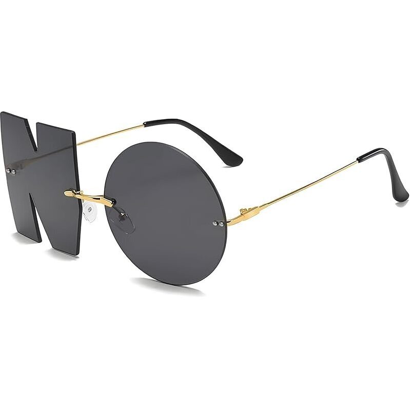 WINTOO Trendy Rimless Black Meta Sunglasses - Bold and Stylish