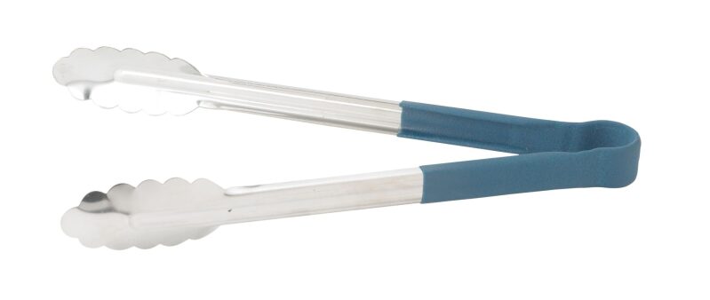 Winco Utility Tong with Blue Non-Slip Grip, 12-Inch