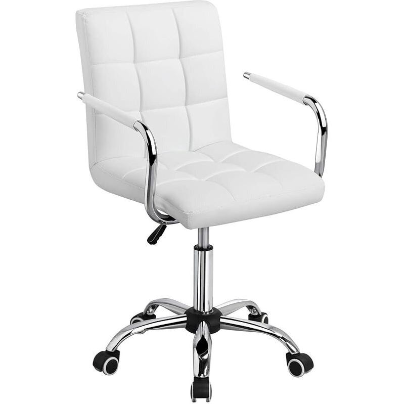 Yaheetech White Office Chair with Wheels and Armrests - Premium Comfort & Construction