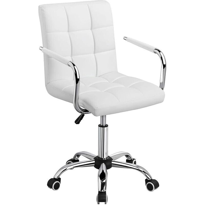 Yaheetech White Office Chair with Wheels and Armrests - Premium Comfort & Construction
