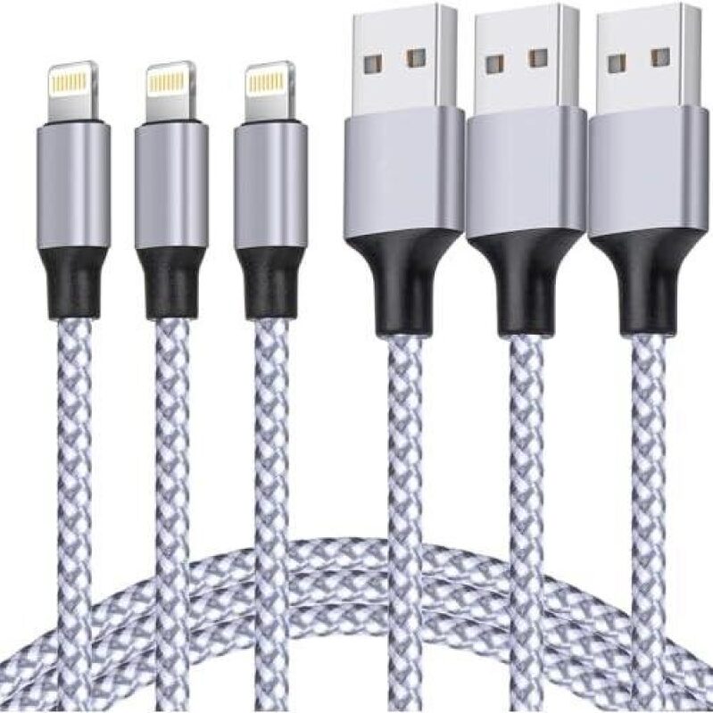 Three 6-Feet Braided Nylon iPhone Fast Charging Cables - 66% Off