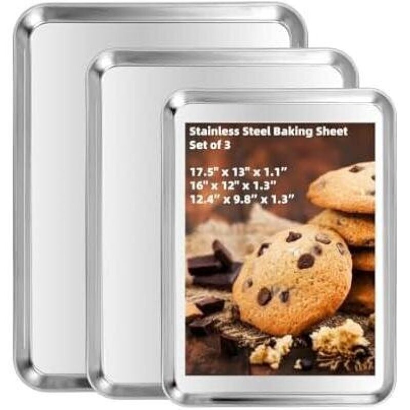 Premium Stainless Steel Baking Sheet Set - 12/16/17.5 Inch