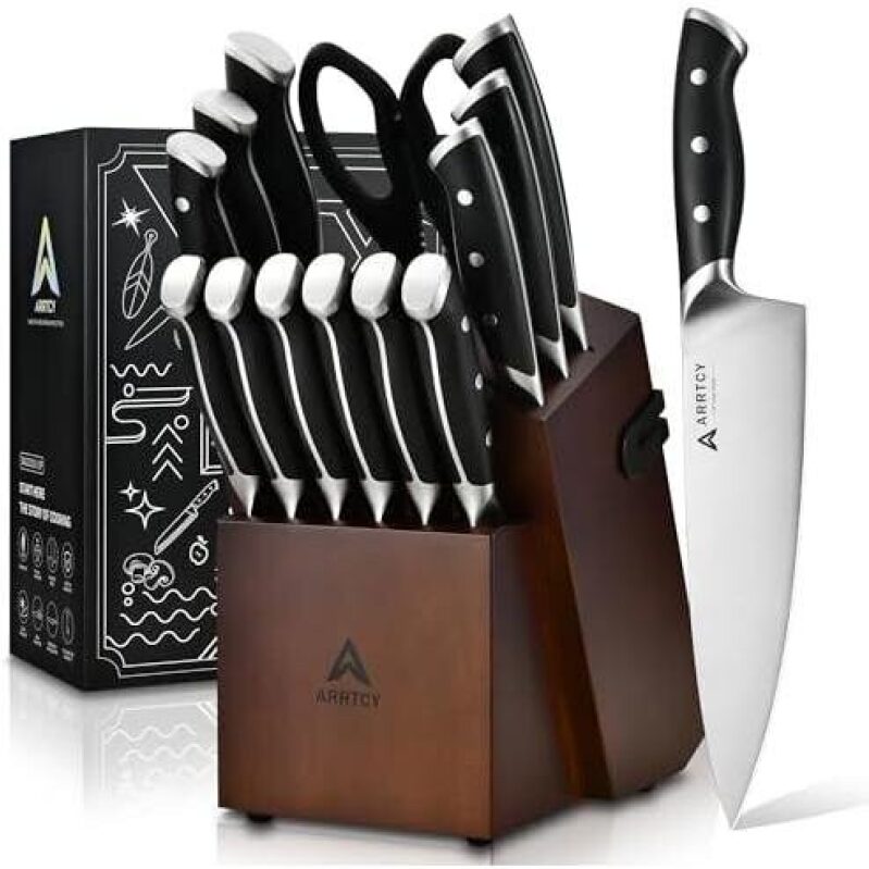 Top-Rated 15-Piece High-Carbon Steel Knife Set - 65% Off