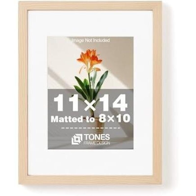 11x14 Picture Frame with 8x10 Mat - Natural Wooden Frame - 66% Off