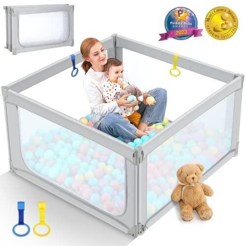 360° Mesh Foldable Baby Playpen with Adjustable Shape - 49% OFF