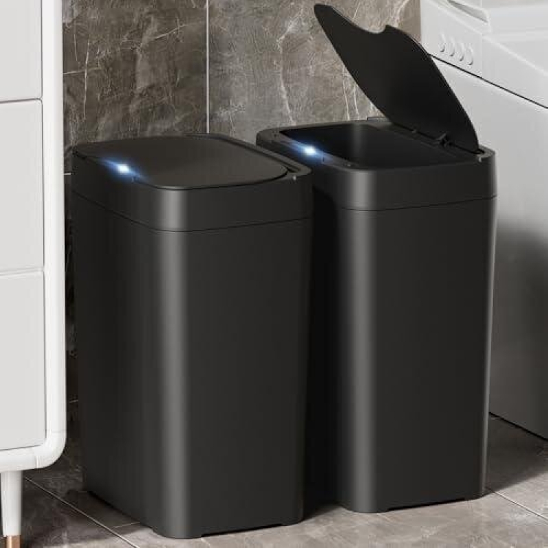 2-Pack SmartBin Automatic Sensor Trash Cans - Sleek, Space-Saving Design