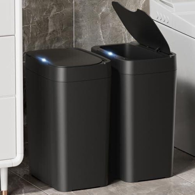 2-Pack SmartBin Automatic Sensor Trash Cans - Sleek, Space-Saving Design