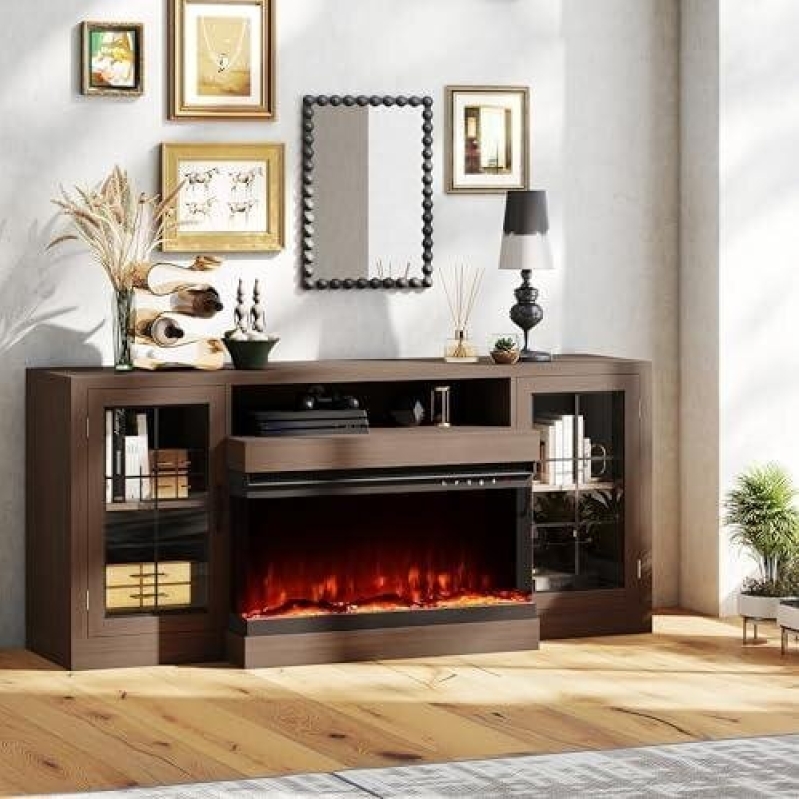 Elegant 63-inch TV Stand with Electric Fireplace - 50% Discount