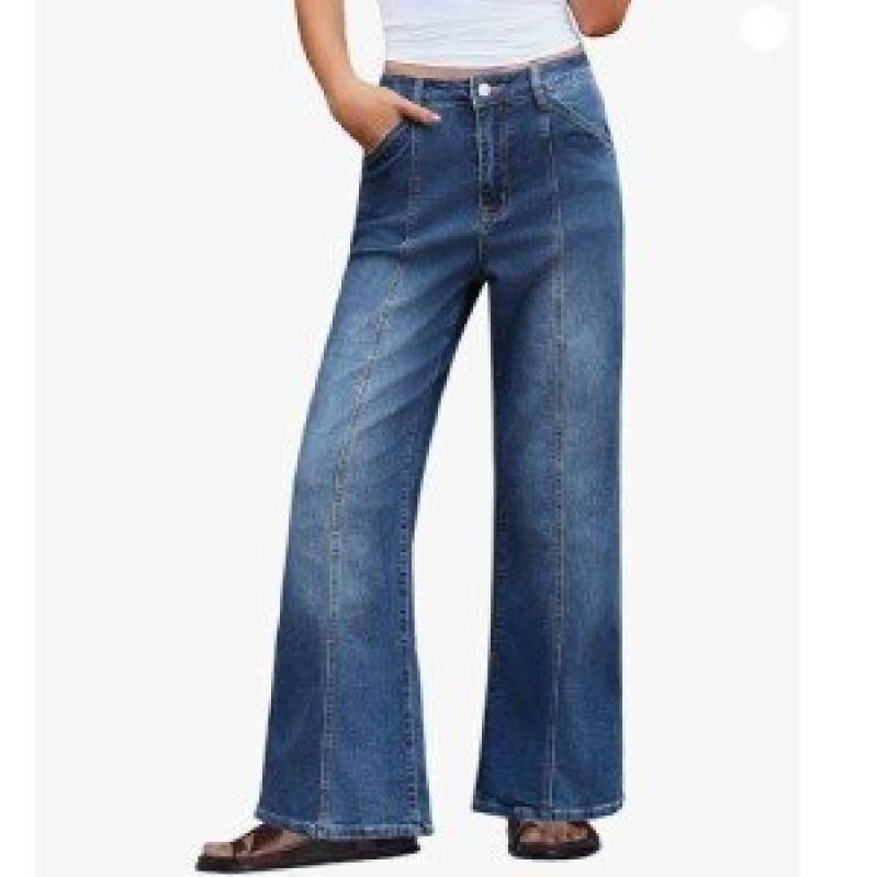 Trendy High-Waisted Wide-Leg Denim for Women - Perfect for Casual Chic