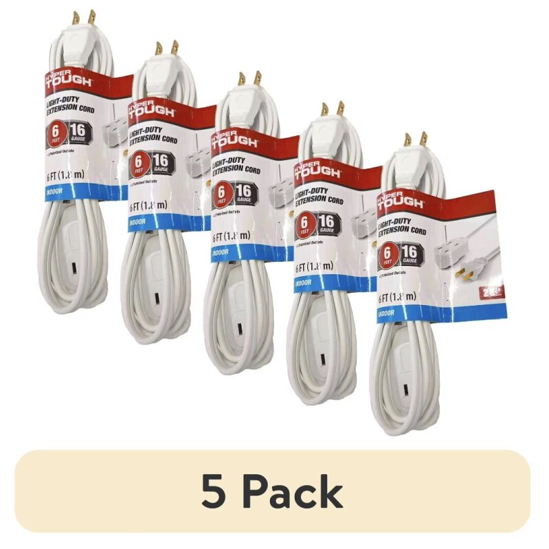 5-Pack Hyper Tough Indoor Extension Cords - Smart Deal at Walmart