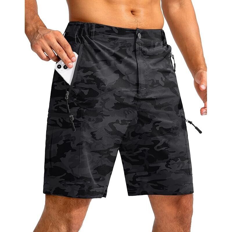 Pudolla Mens Hiking Cargo Shorts 9-inch with Multiple Pockets