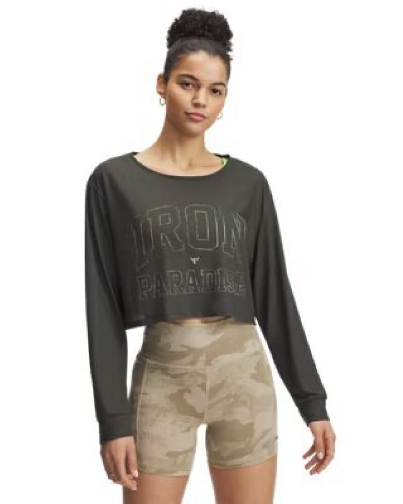 Project Rock Iron Paradise Women's Long Sleeve - Comfortable, Breathable Athletic Tee