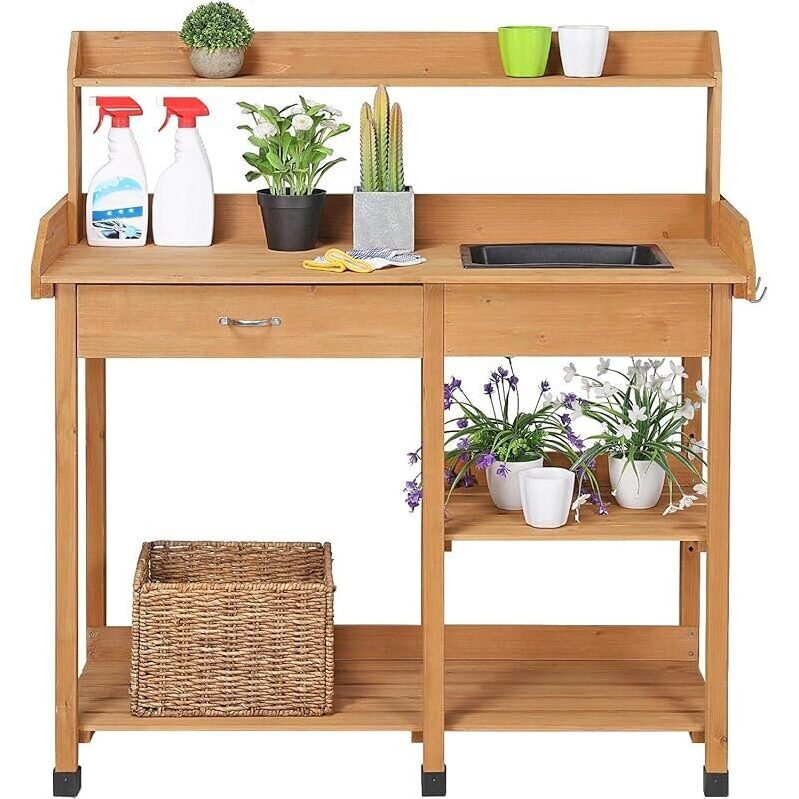 Top-Rated 45.2 x 17.7 x 47.6-in Garden Potting Bench with Sink