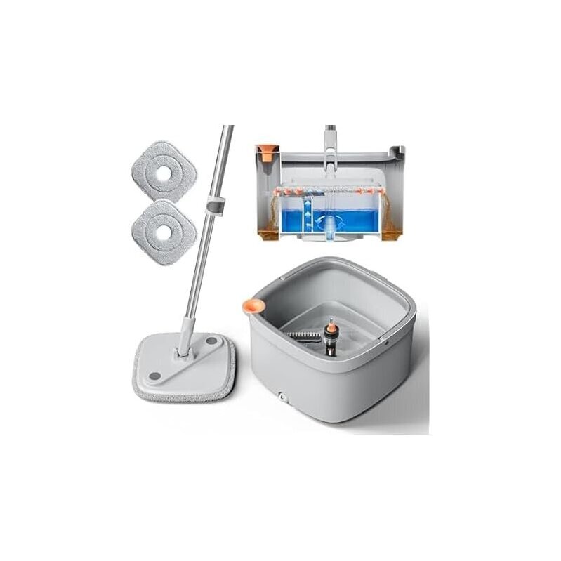 Efficient Spin Mop and Bucket Set with 2 Pads