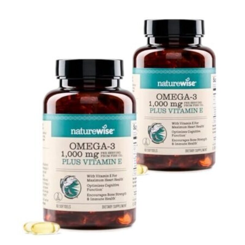 NatureWise Extra-Strength Omega 3 Fish Oil Supplement - 1000mg Softgels (2-Month Supply) - $6.99