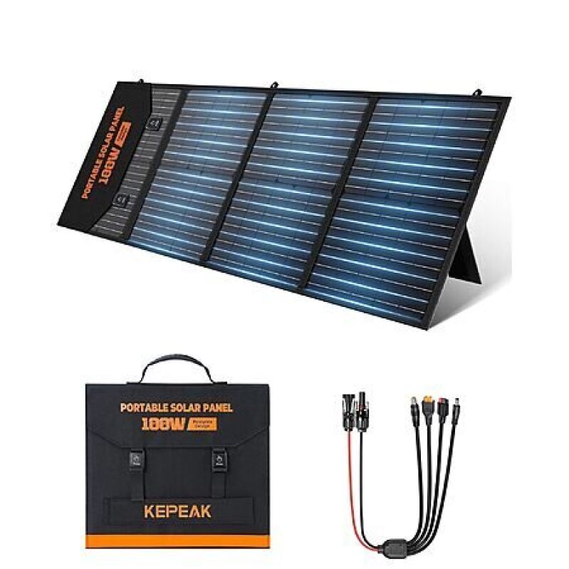 KEPEAK 100W Foldable Portable Solar Panel with QC3.0 & PD - Perfect for Outdoor Adventures