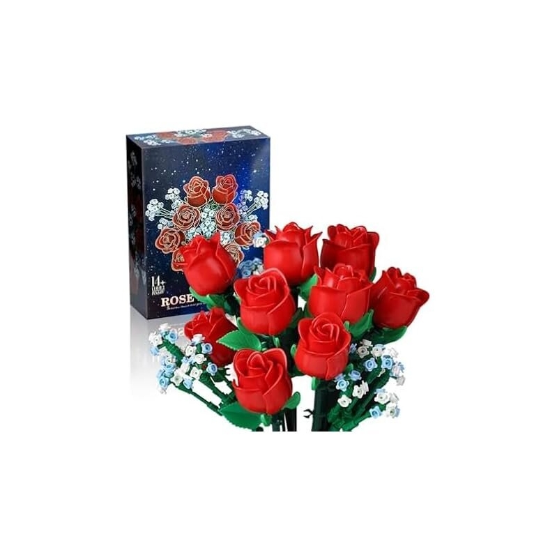 SMIDOLE Red Rose Bouquet Building Set 648-Piece