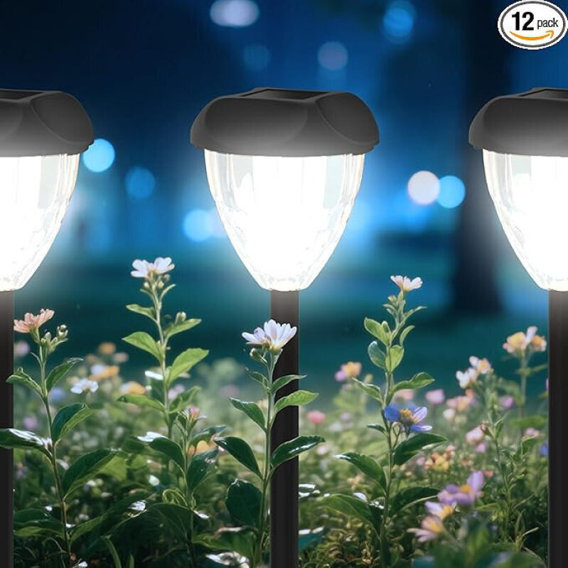 Outdoor Waterproof Solar-Powered Garden Lights - 12 Pack