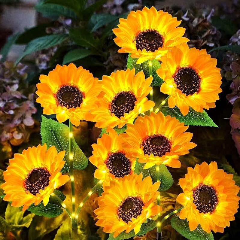 3-Pack Solar Sunflower Lights - Long-lasting Garden Decor
