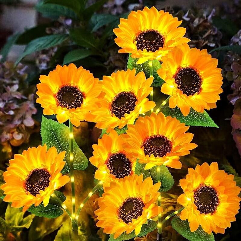 3-Pack Solar Sunflower Lights - Long-lasting Garden Decor