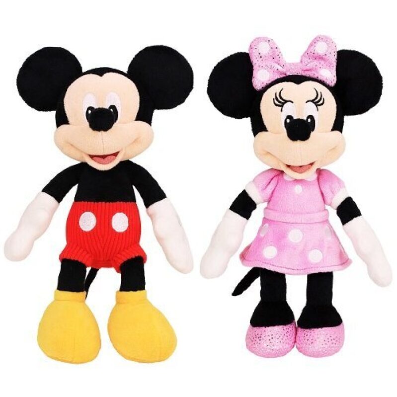 Mickey and Minnie Mouse Bean Bag Plush Toys 2-Pack - Soft, Durable, and Fun