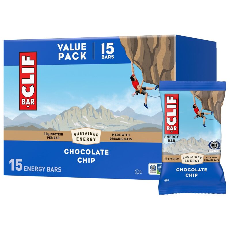 Clif Bar 15-Pack Chocolate Chip Energy Bars - Organic Oats