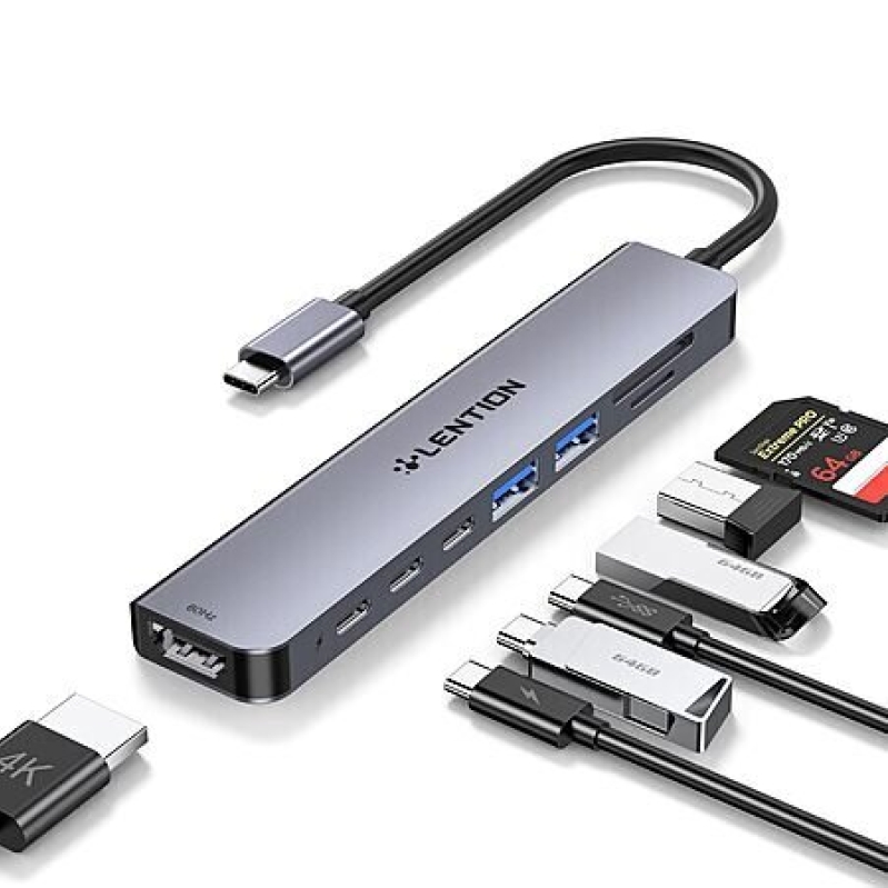 8-in-1 LENTION USB C Hub Dock with 4K@60Hz HDMI Adapter, 2 USB-C & 2 USB 3.0 Ports & 100W PD