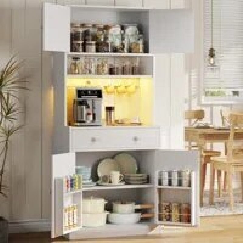 Elegant 71-Inch Kitchen Pantry Cabinet with Doors