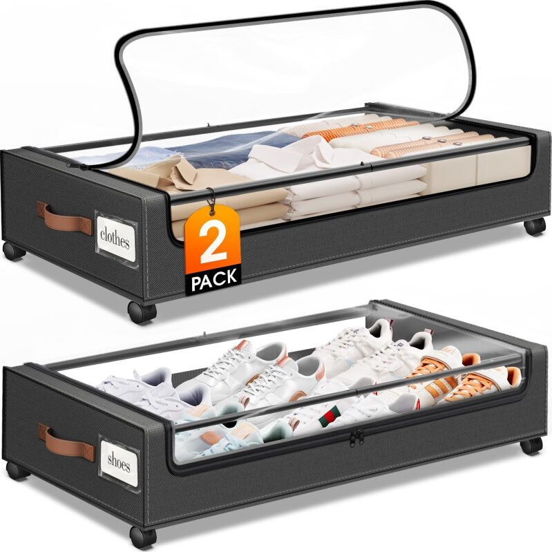 Maximize Storage with 2pk SpaceHacks Under Bed Storage with Wheels