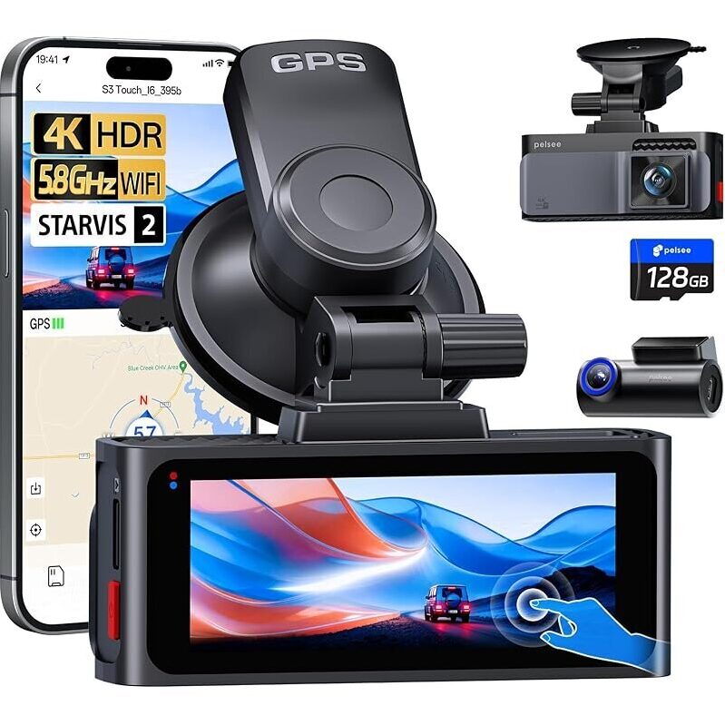 Pelsee S3 Touch 4K Dash Cam Front and Rear with STARVIS 2 Sensor - Ultimate Driving Companion