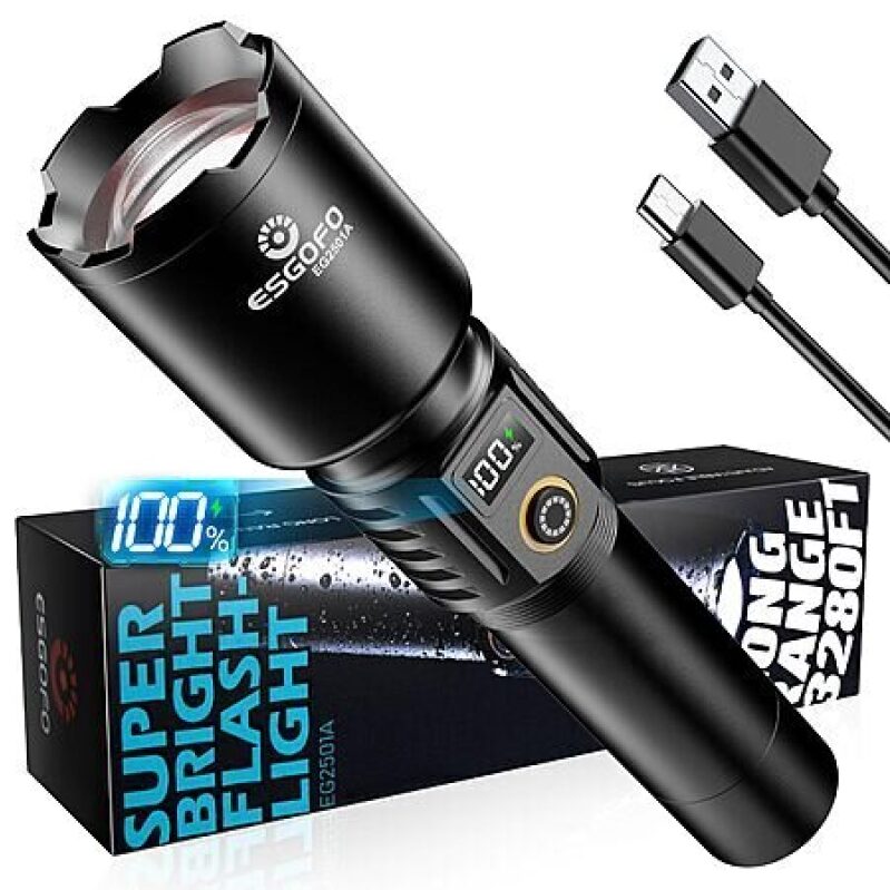 Powerful Rechargeable LED Flashlight - Long Range, Multi-Mode, Waterproof