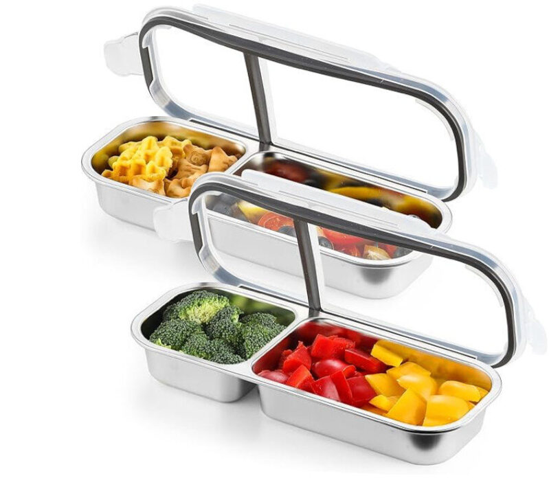 Premium Stainless Steel Double Compartment Lunch Box Set - Ideal for Office, School, and Home