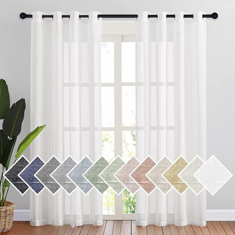 White Sheer Linen Curtains - Elegant and Versatile for Any Room