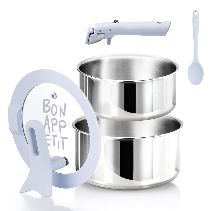 Carote 5-Piece Tri-Ply Stainless Steel Saucepan Set with Detachable Handle