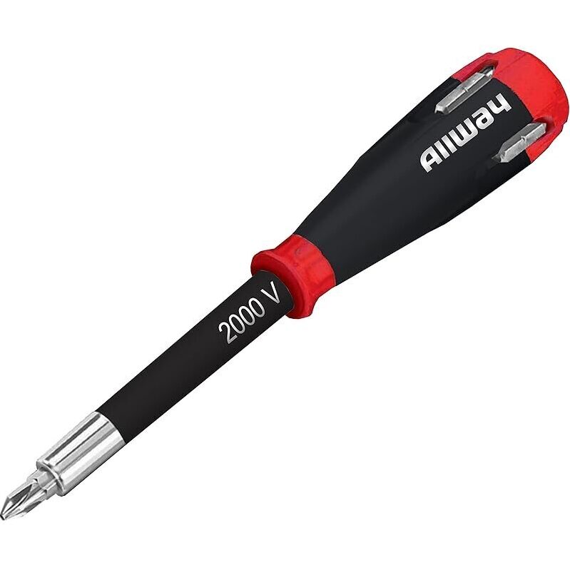 ALLWAY SD41 5-in-1 Safety Shockproof Screwdriver with 4 Bits - Durable and Safe Tool for Home Use