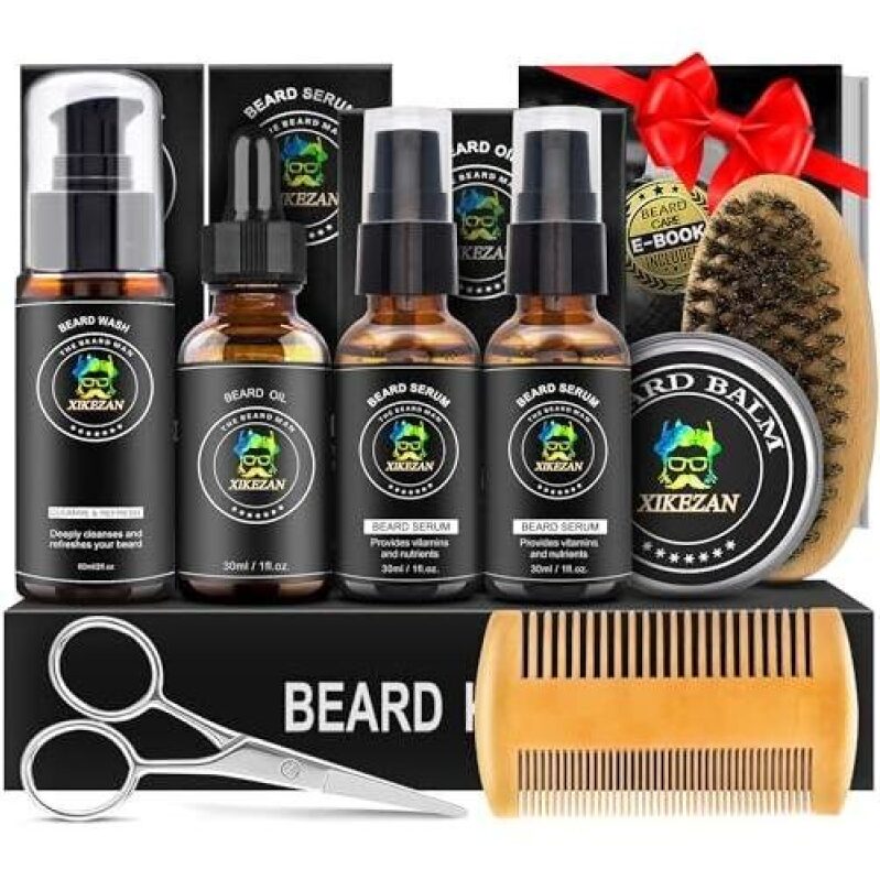 Premium Beard Care Kit - 9-Piece Set with Beard Oil, Balm, and More