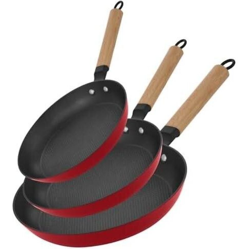 3-Piece Nonstick Frying Pan Set - 8, 10, 12 Inch Ceramic Cast Iron